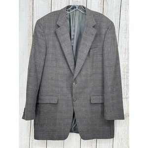 Burberry London Men's Blazer 42 Long Gray Glen Plaid‎ Wool Sport Coat 2-Button